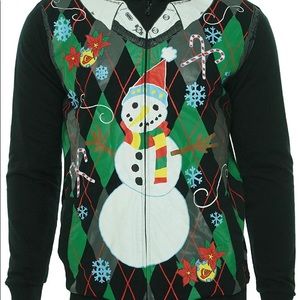 Quicksilver reversible ugly Christmas hoodie